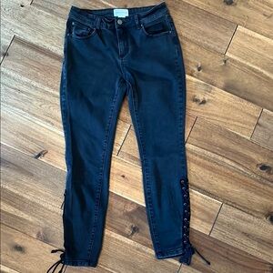 Free People Women's Black Lace-Up Jeans